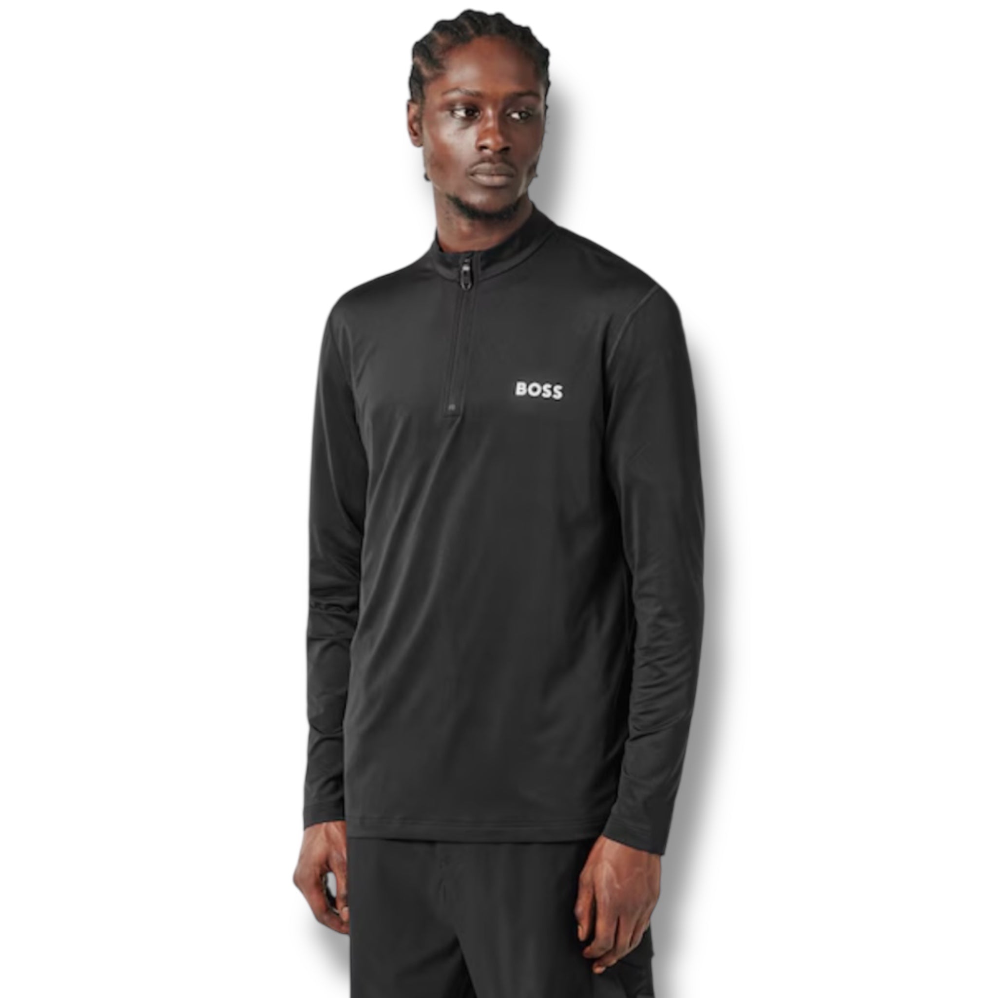 HUGO BOSS GYM KIT TRIPLE SET TECH 1/4 ZIP - T-SHIRT & SHORTS BLACK