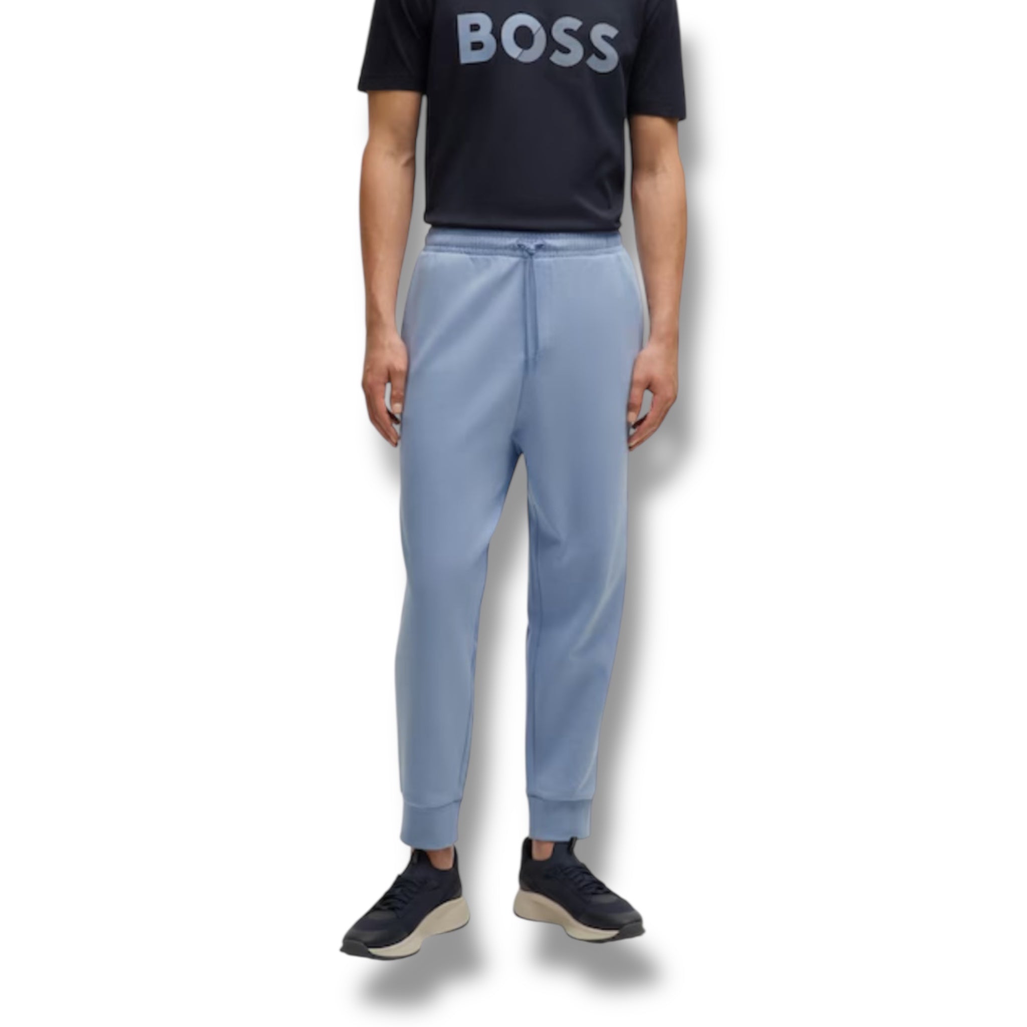 HUGO BOSS CURVED LOGO FULL ZIP HOODED TRACKSUIT LIGHT BLUE