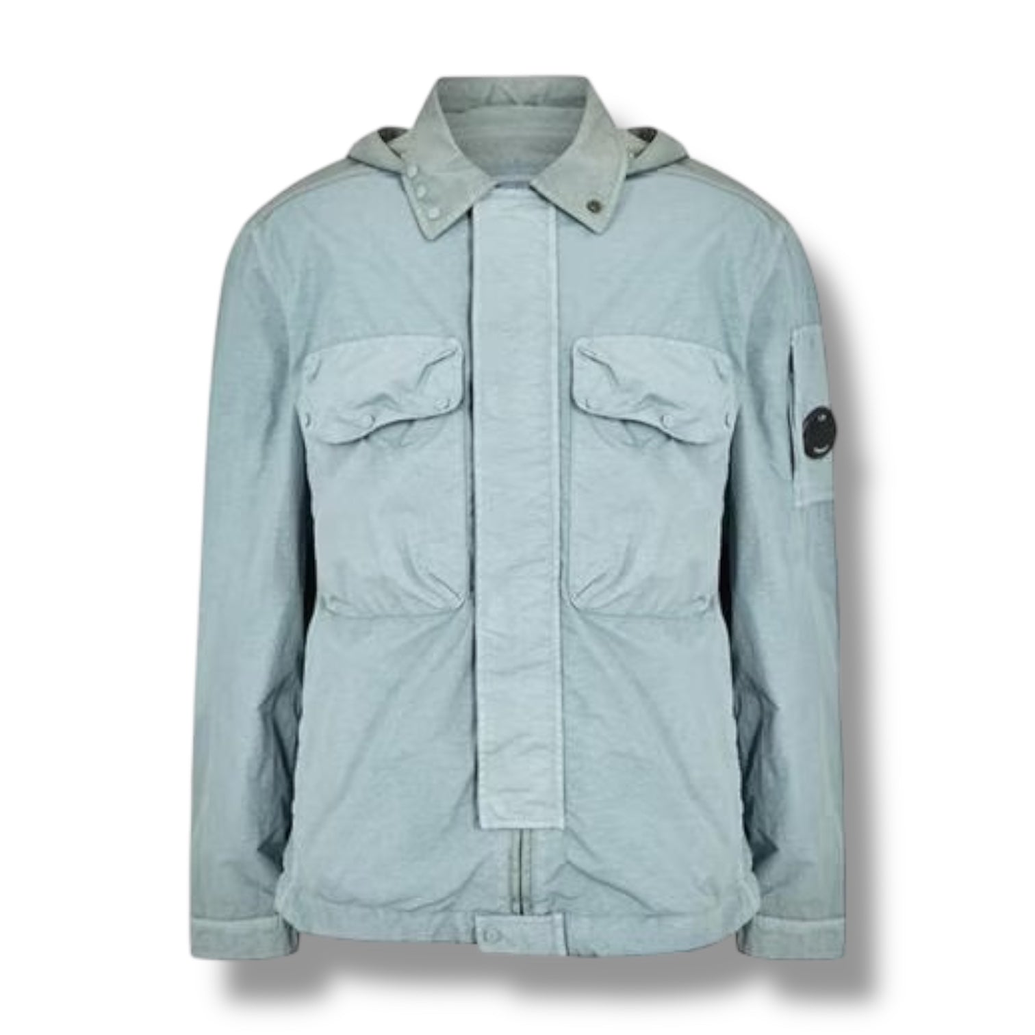 CP COMPANY HOODED GOOGLE OVERSHIRT SILVER BLUE