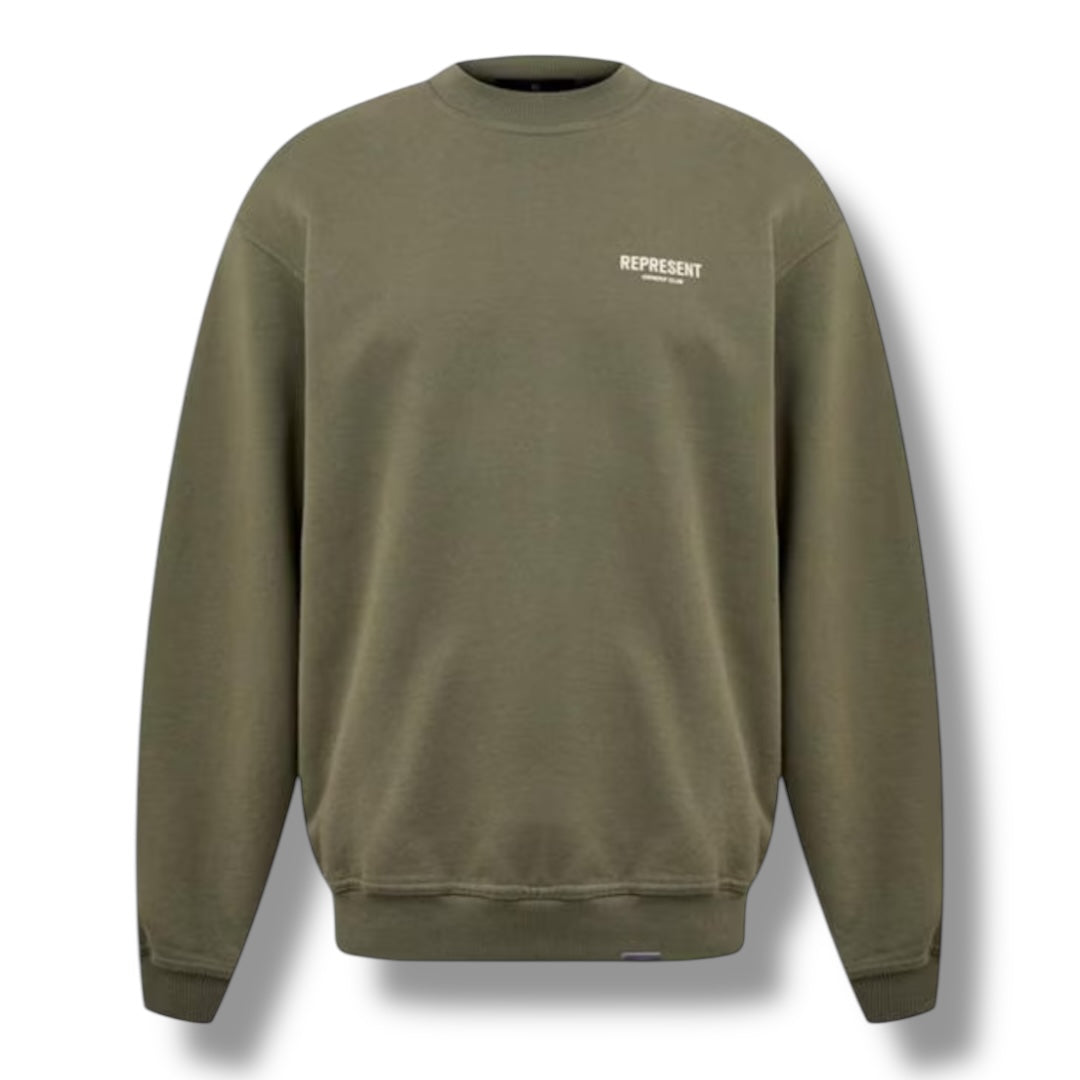 REPRESENT OWNERS CLUB CREWNECK SWEATSHIRT OLIVE GREEN