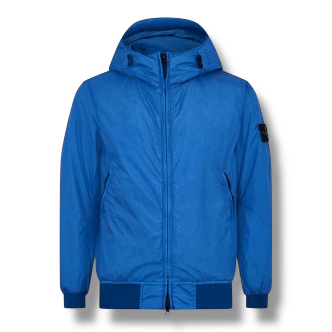 STONE ISLAND CRINKLE REPS NY HOODED JACKET AVIO BLUE