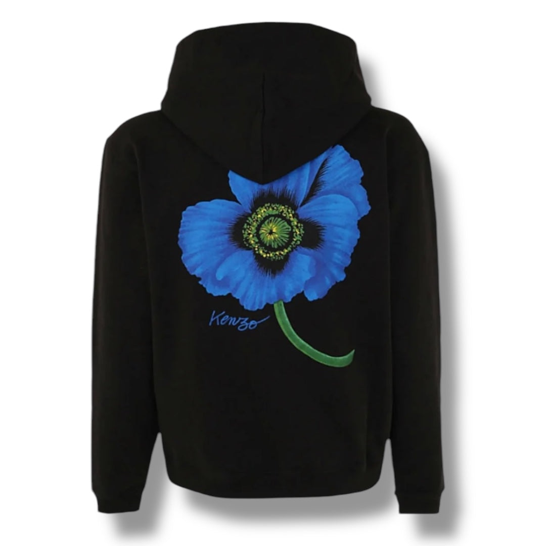 KENZO FLOWER ZIP UP HOODIE BLACK