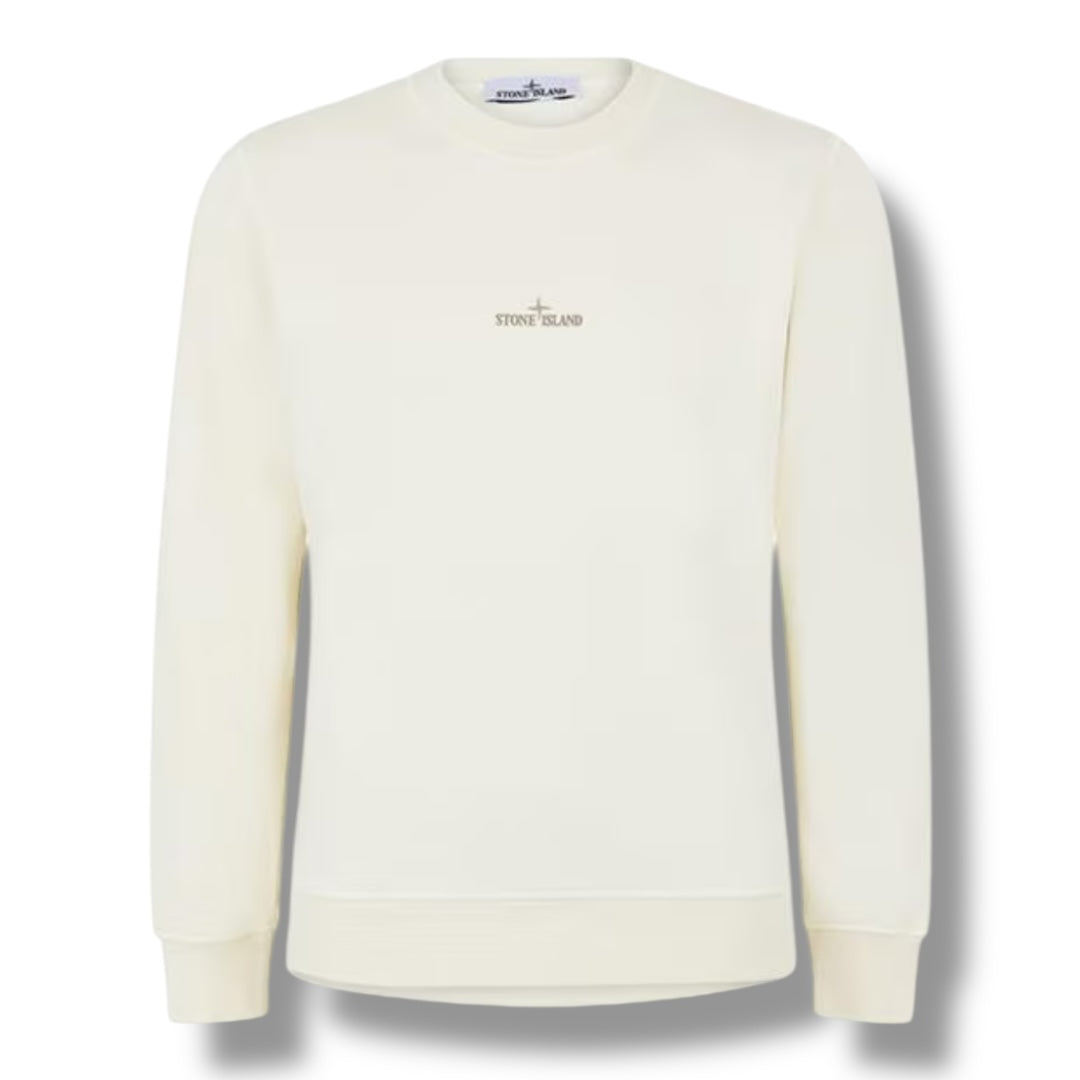 STONE ISLAND DIAL BACK LOGO CREWNECK SWEATSHIRT CREAM