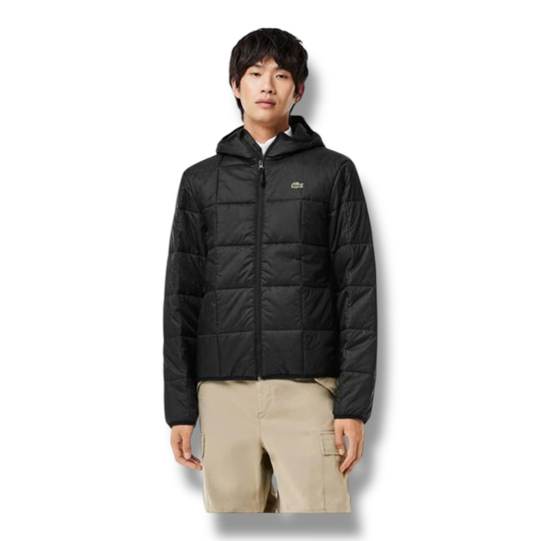 LACOSTE HOODED PADDED JACKET BLACK