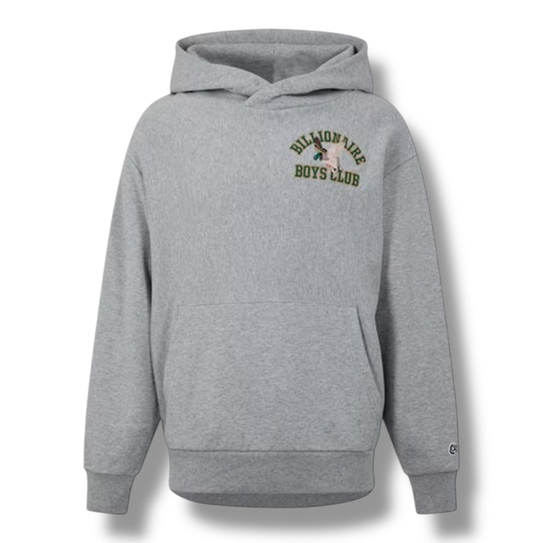 BILLIONAIRE BOYS CLUB DUCK VARSITY EMBROIDERED LOGO OTTH HOODIE GREY