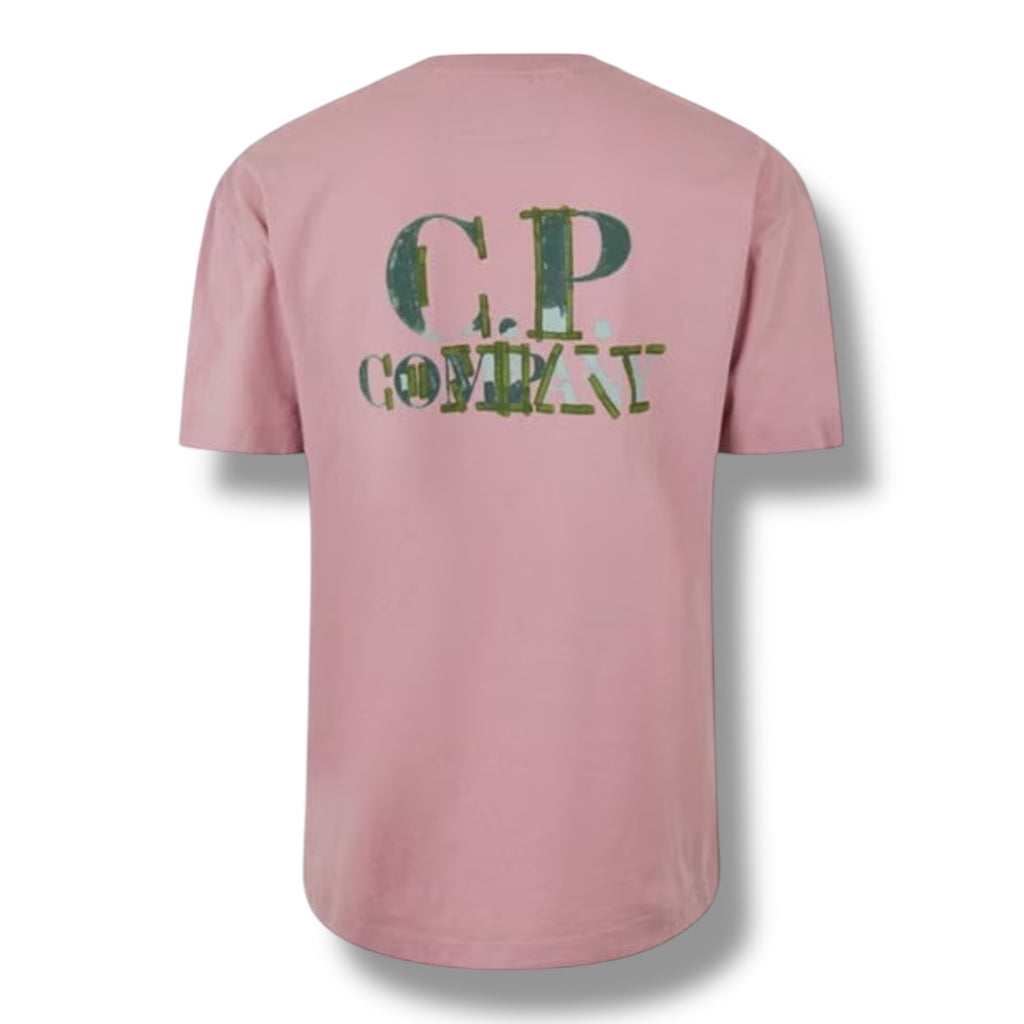 CP COMPANY ETCH BACK LOGO T-SHIRT PINK