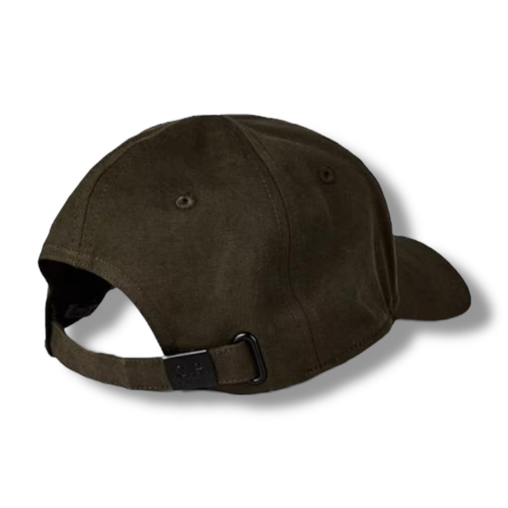 CP COMPANY EMBROIDERED LOGO BASEBALL CAP KHAKI GREE