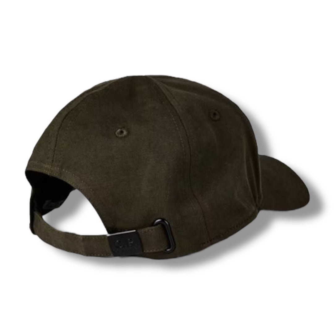 CP COMPANY EMBROIDERED LOGO BASEBALL CAP KHAKI GREE
