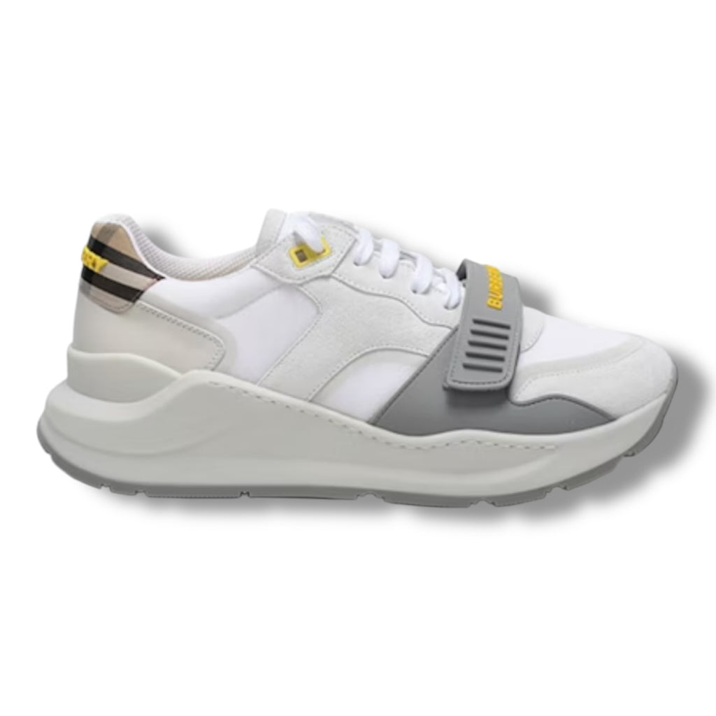 BURBERRY RAMSEY REGIS TRAINERS CHECK WHITE / GREY / YELLOW
