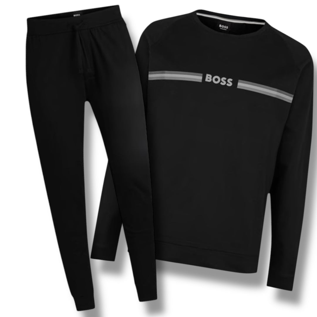 HUGO BOSS AUTH FULL TRACKSUIT BLACK / GREY