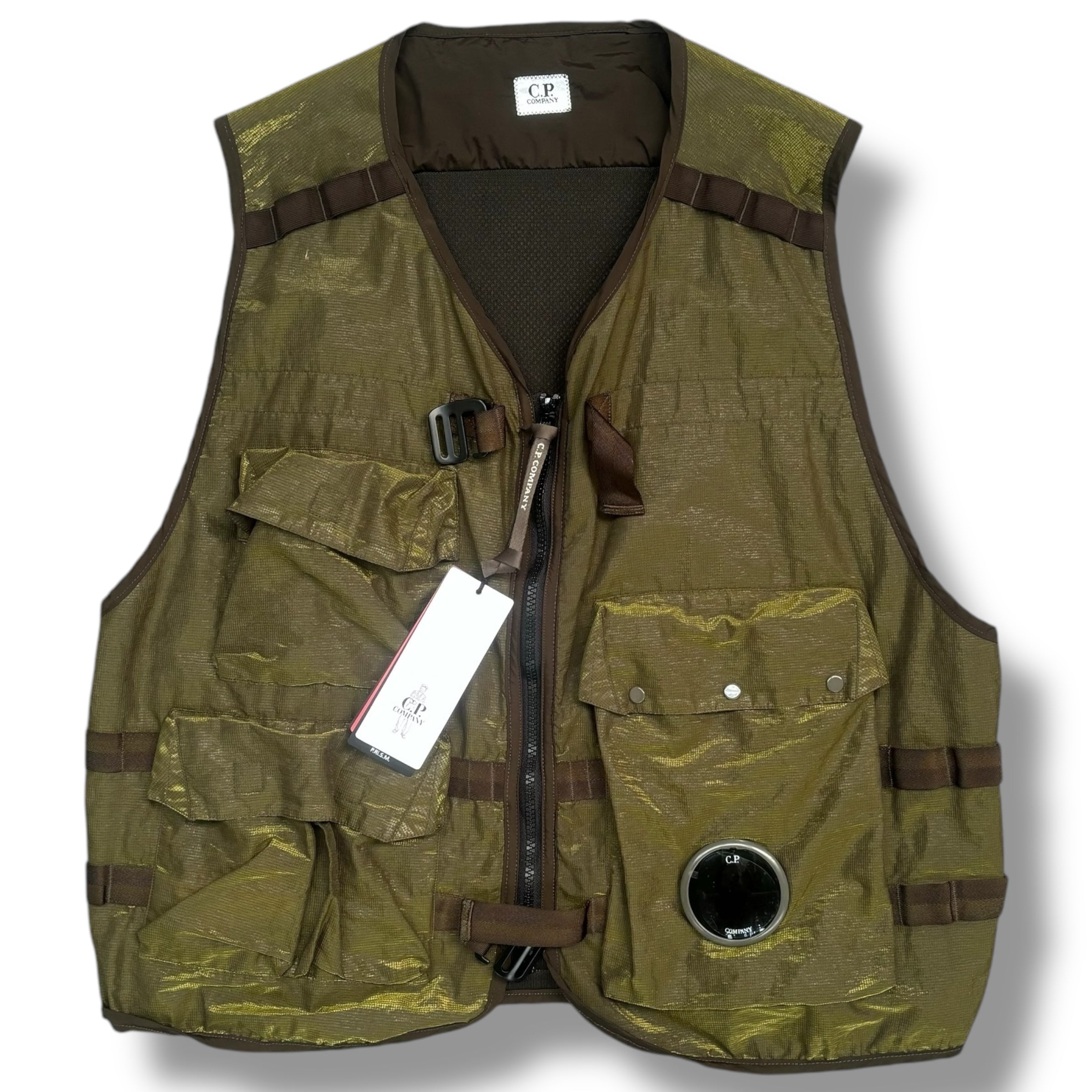 CP COMPANY PRISM VEST GILET KHAKI GREEN