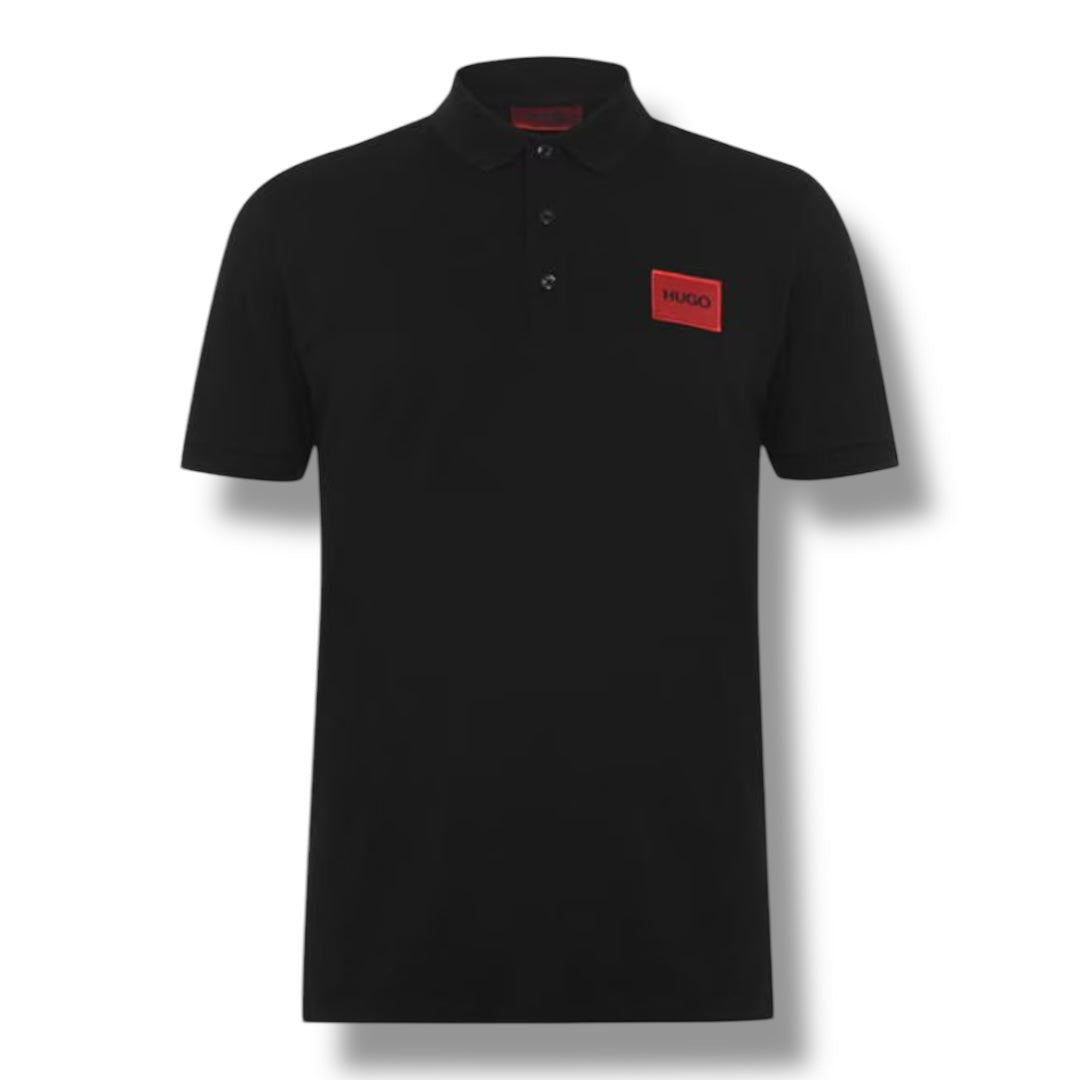 HUGO RED PATCH POLO SHIRT BLACK