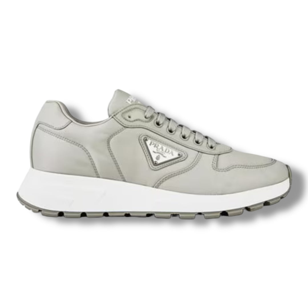 PRADA RE-NYLON TRIANGLE LOGO TRAINERS GREY