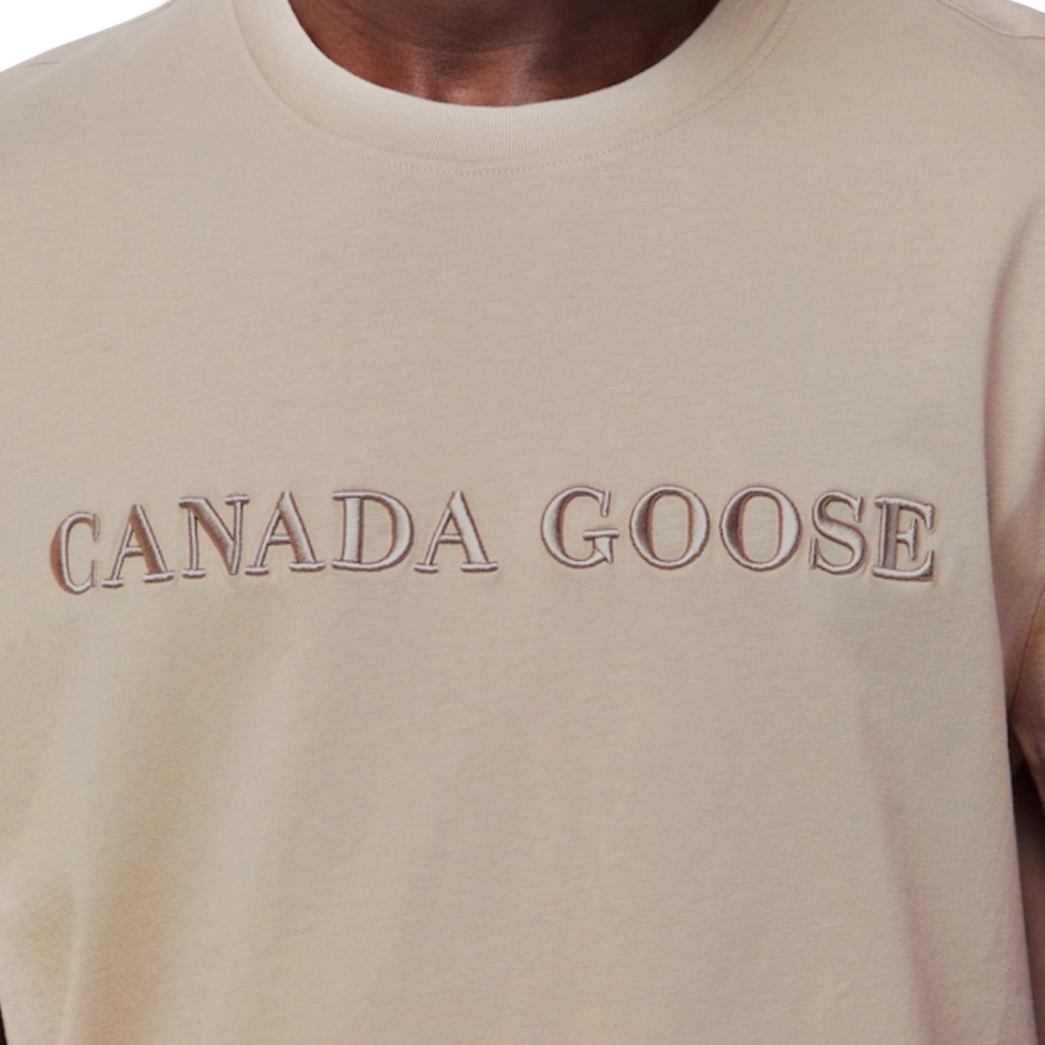 CANADA GOOSE EMBROIDERED LOGO T-SHIRT BEIGE
