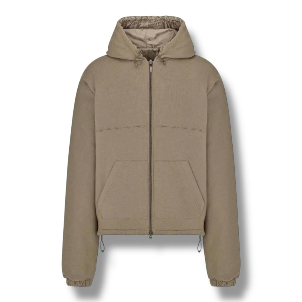 DIOR CD LOGO ZIP UP REVERSIBLE HOODIE BEIGE