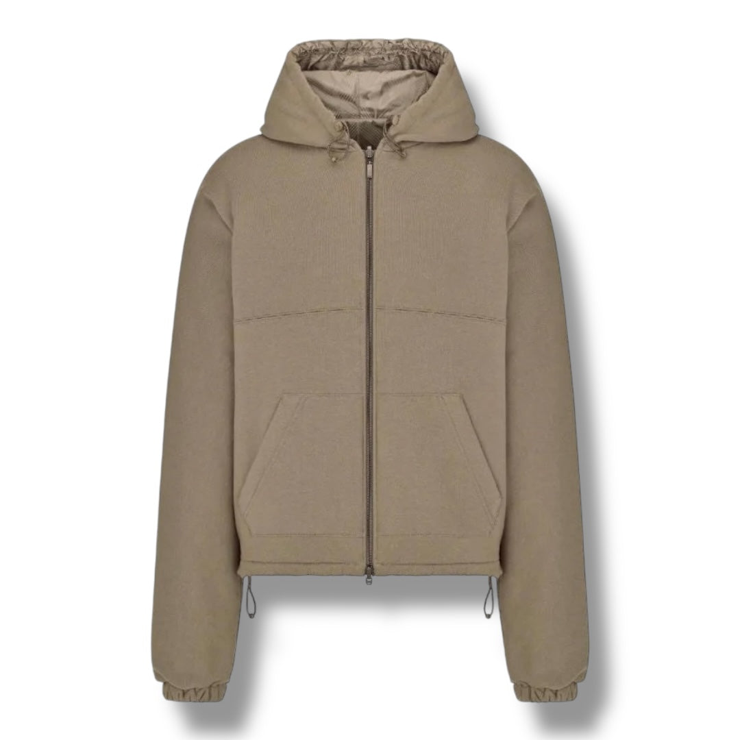 DIOR CD LOGO ZIP UP REVERSIBLE HOODIE BEIGE