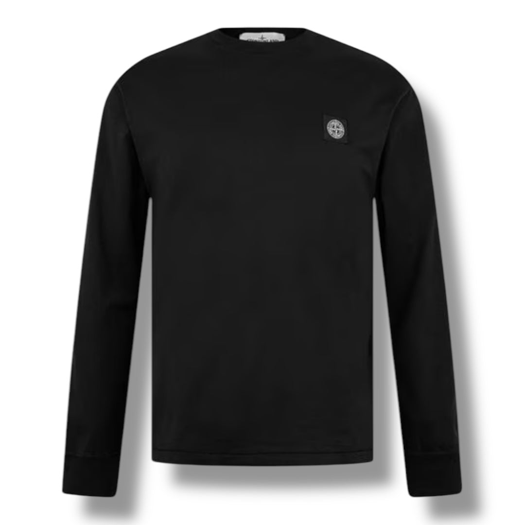 STONE ISLAND LONG SLEEVED PATCH T-SHIRT BLACK