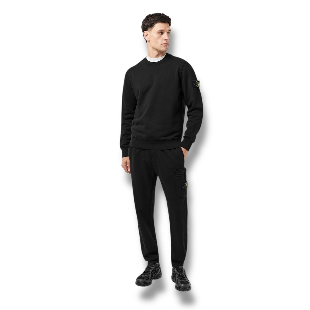 STONE ISLAND ARM BADGE CREWNECK SWEATSHIRT BLACK