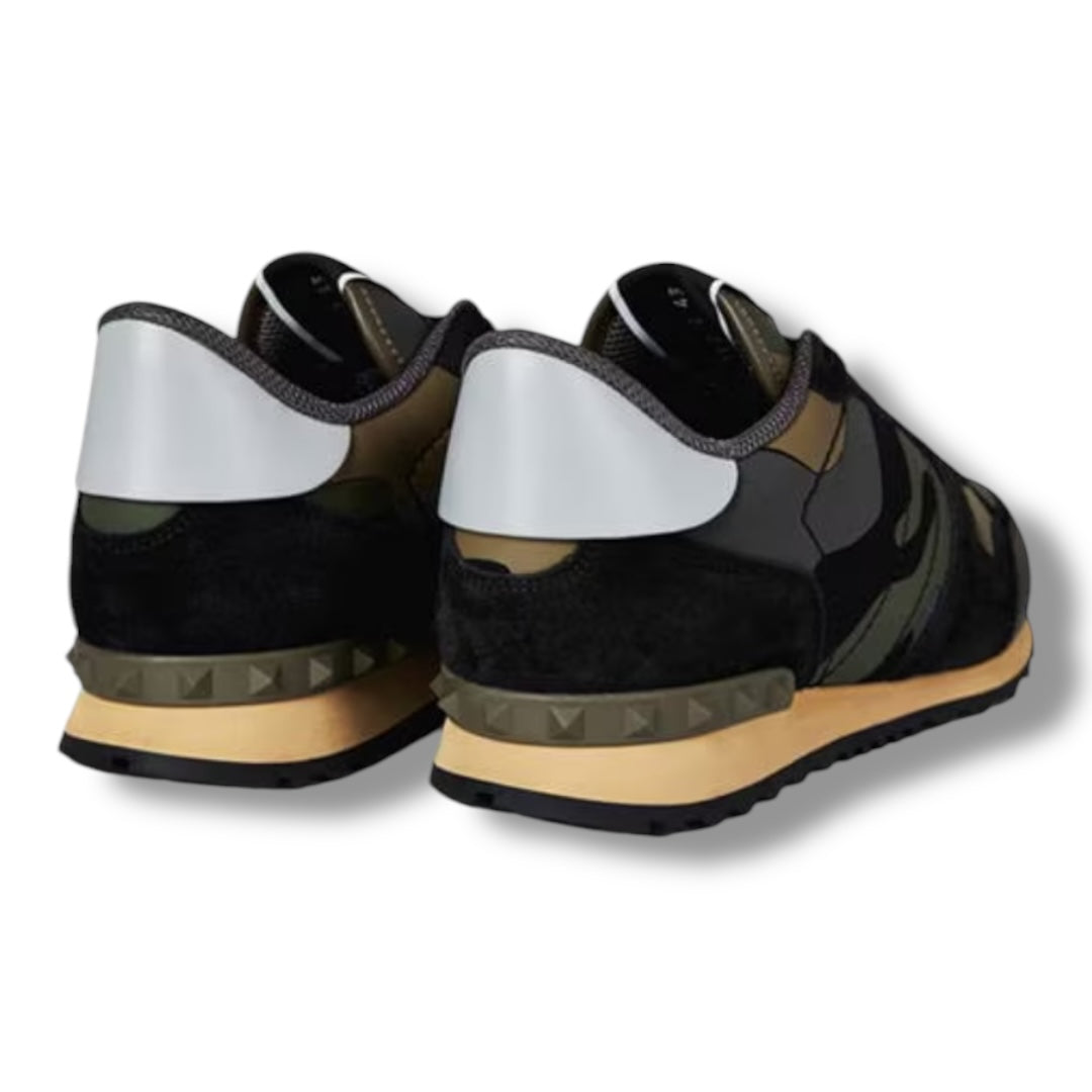 VALENTINO ROCKRUNNER STUD TRAINERS KHAKI GREEN CAMO