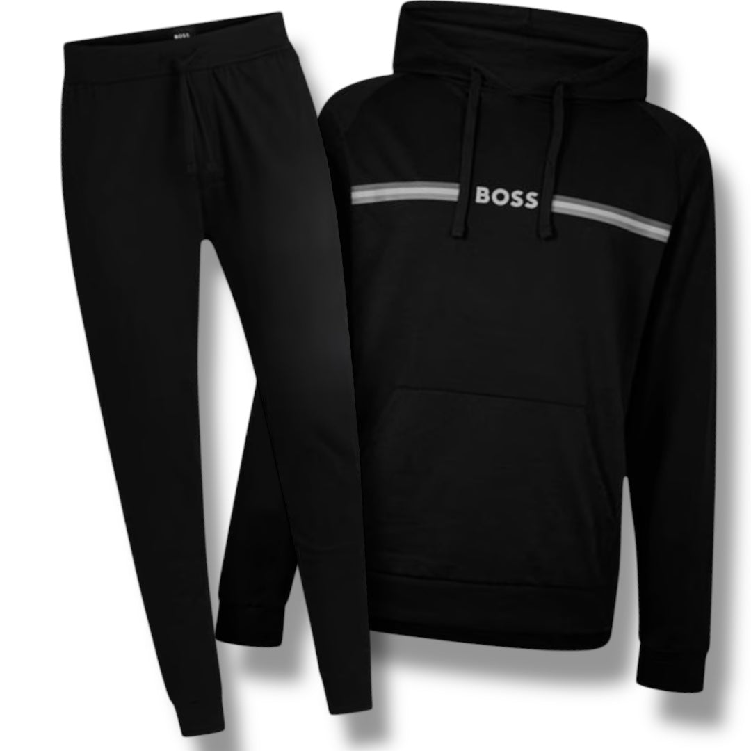 HUGO BOSS AUTH FULL OTTH HOODED TRACKSUIT BLACK / GREY