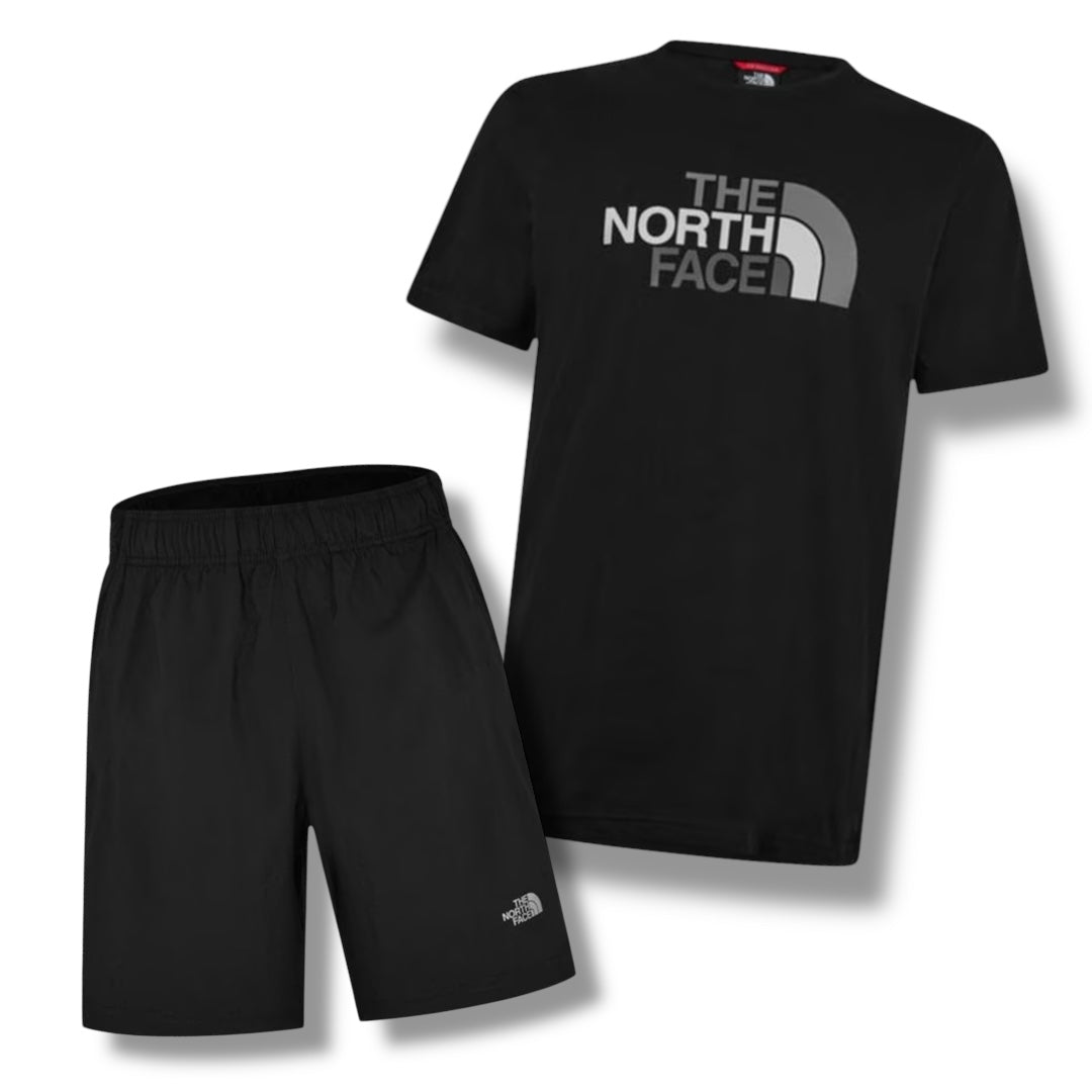 NORTH FACE BIG LOGO T-SHIRT & SWIM SHORTS COMBO BLACK