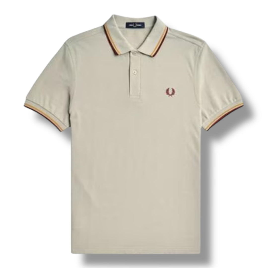 FRED PERRY TWIN TIPPED POLO SHIRT OATMEAL BEIGE