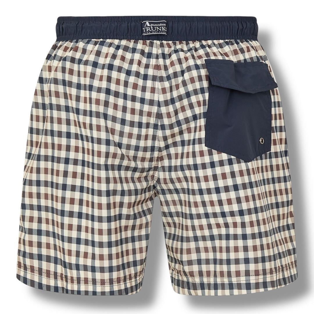 AQUASCUTUM SMALL CHECK SWIM SHORTS BEIGE