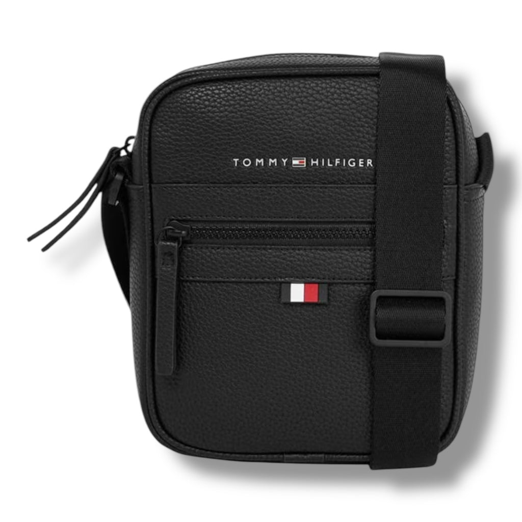 TOMMY HILFIGER ESSENTIAL SMALL REPORTER CROSSBODY BAG BLACK