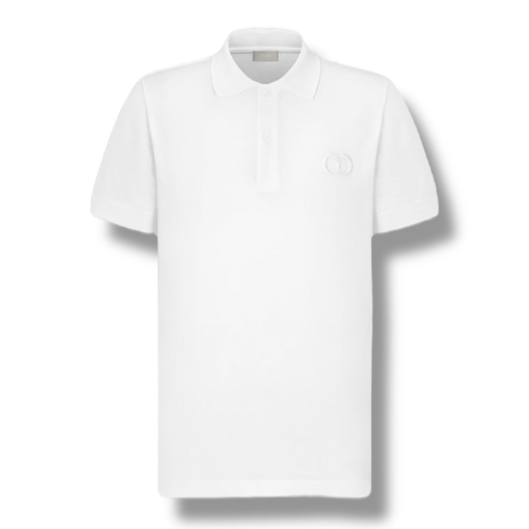 DIOR CD EMBROIDERED LOGO POLO SHIRT WHITE