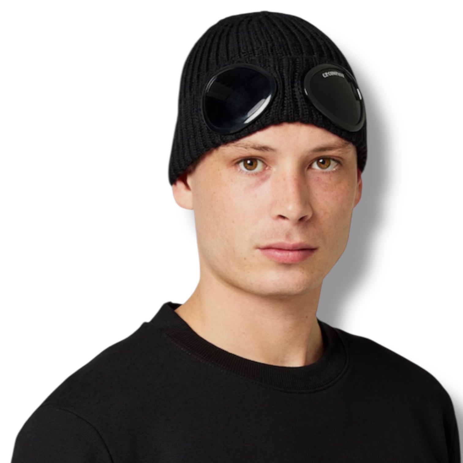 CP COMPANY GOOGLE BEANIE HAT BLACK