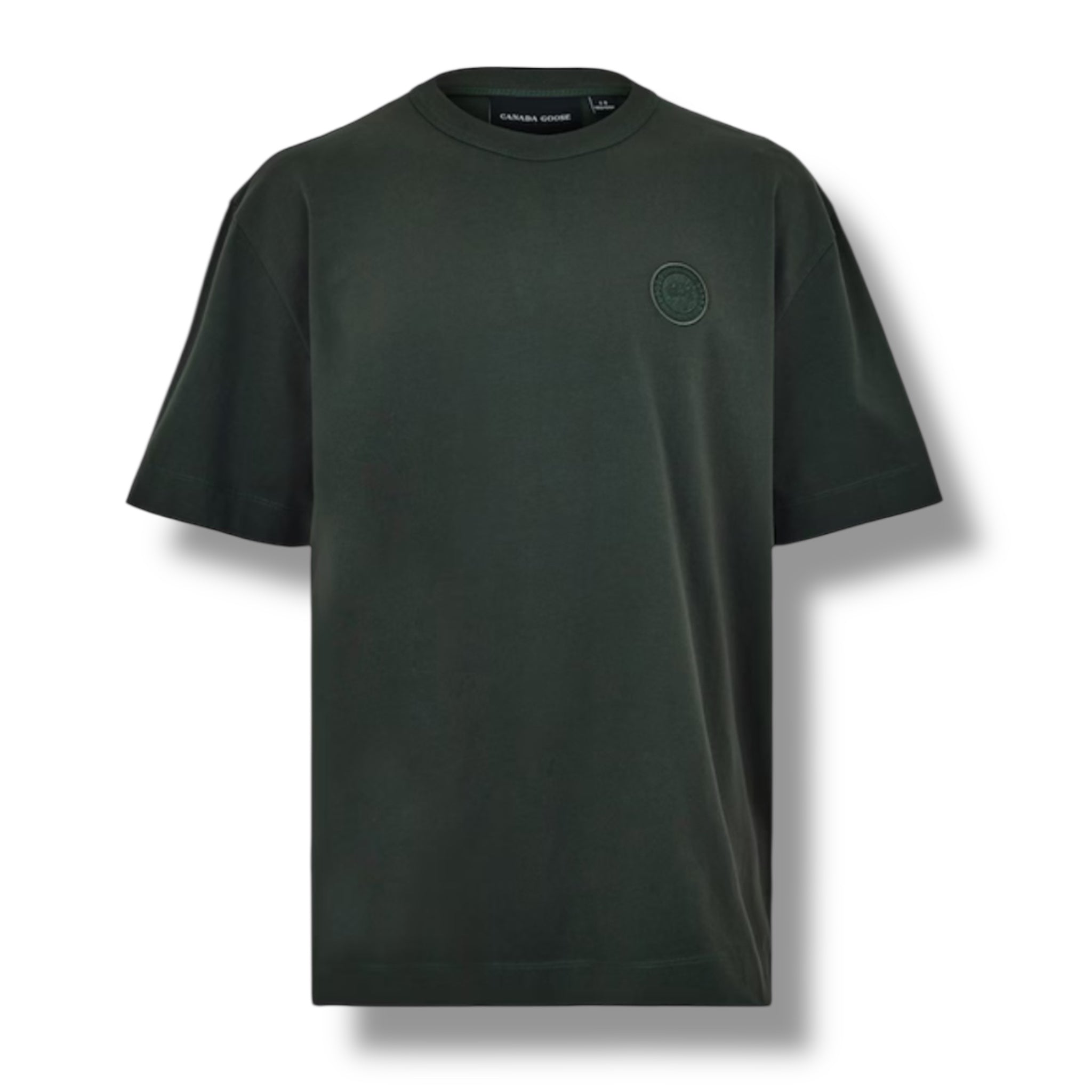 CANADA GOOSE EMBROIDERED BADGE LOGO T-SHIRT VOLCANO GREY