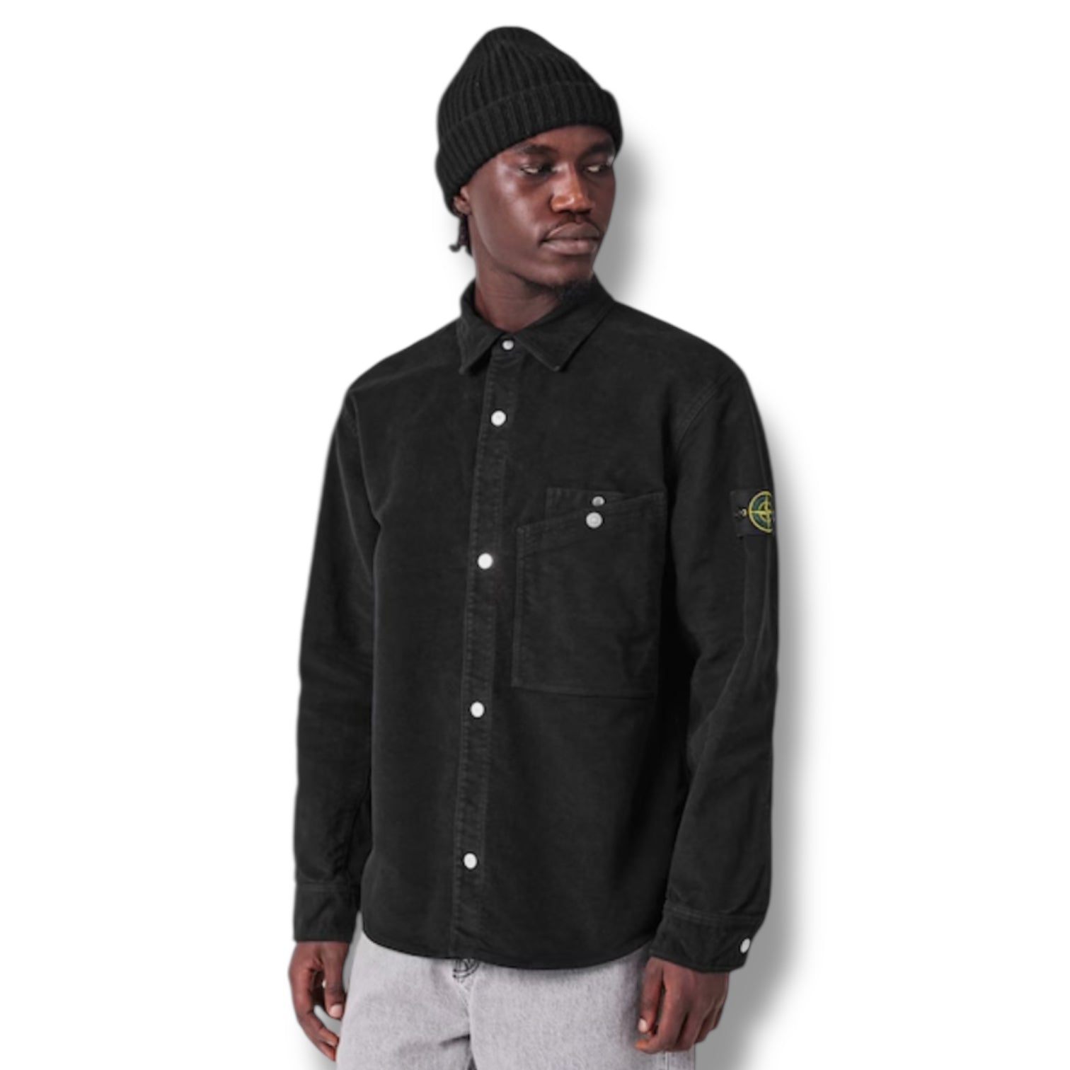 STONE ISLAND MSKIN OVERSHIRT BLACK