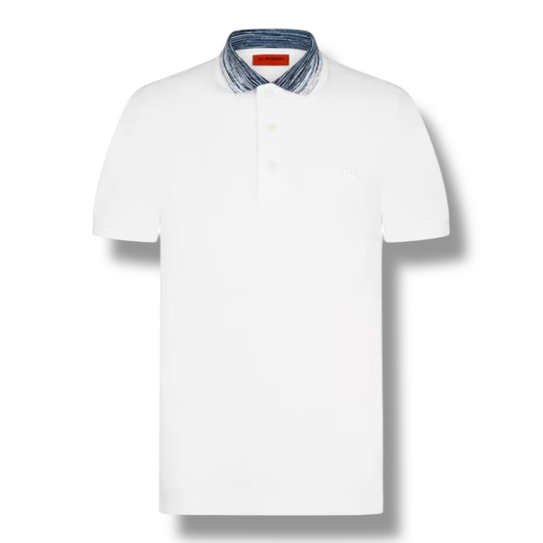 MISSONI STRIPE COLLAR POLO SHIRT WHITE