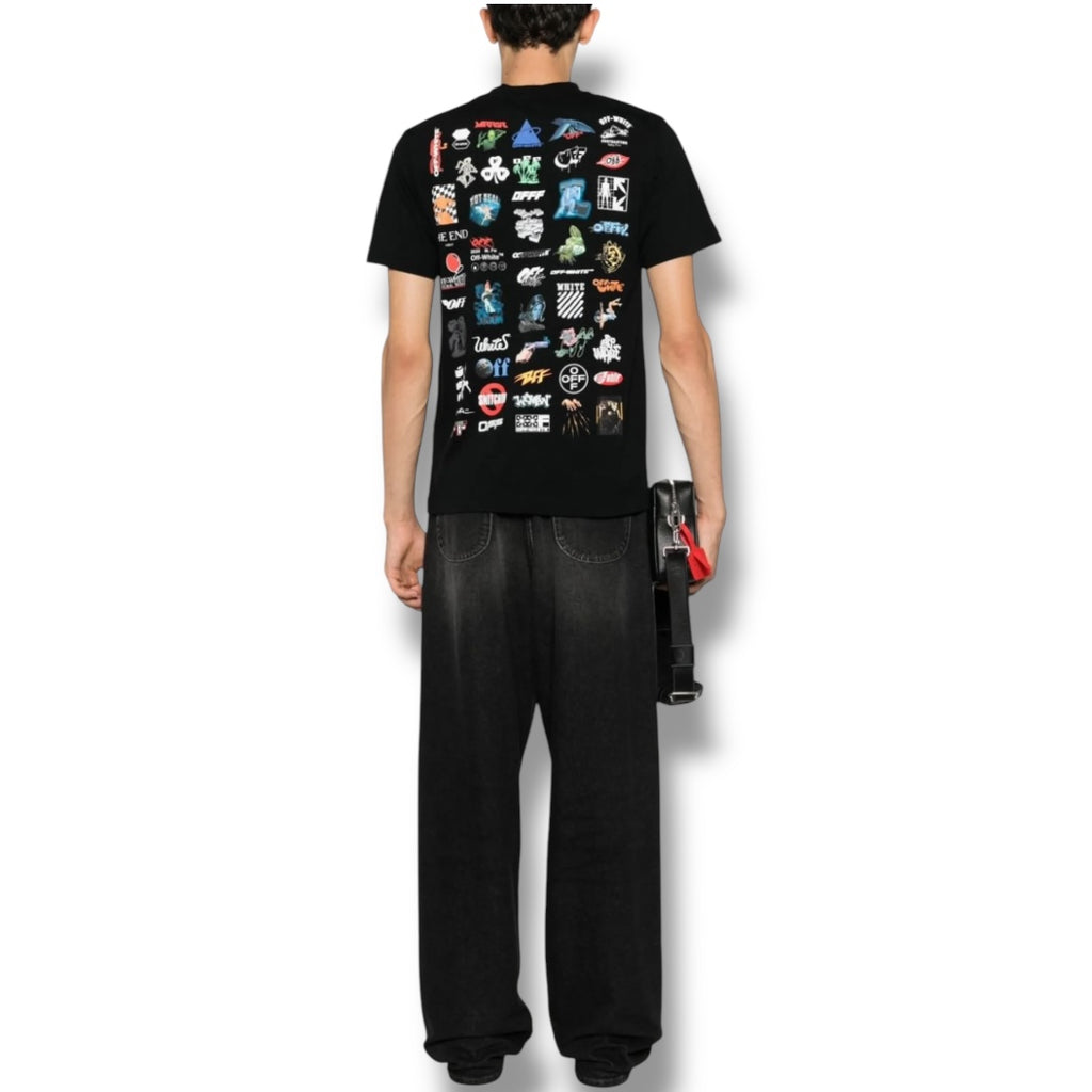 OFF WHITE EST.13 MULTI LOGO T-SHIRT BLACK