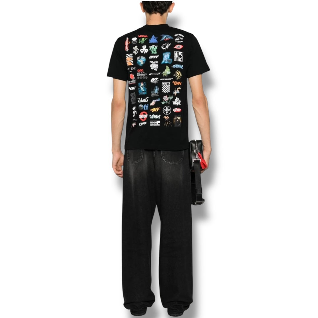 OFF WHITE EST.13 MULTI LOGO T-SHIRT BLACK
