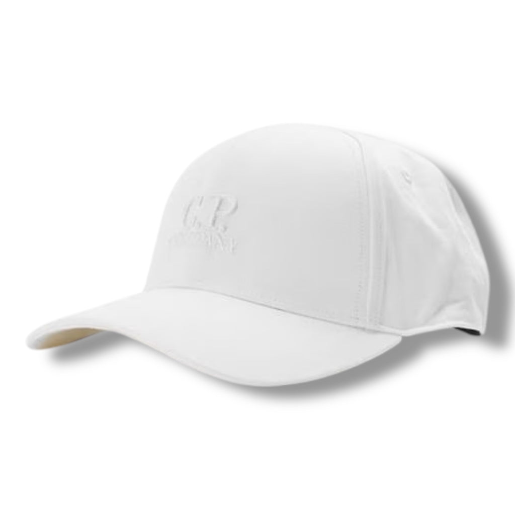 CP COMPANY EMBROIDERED LOGO BASEBALL CAP WHITE