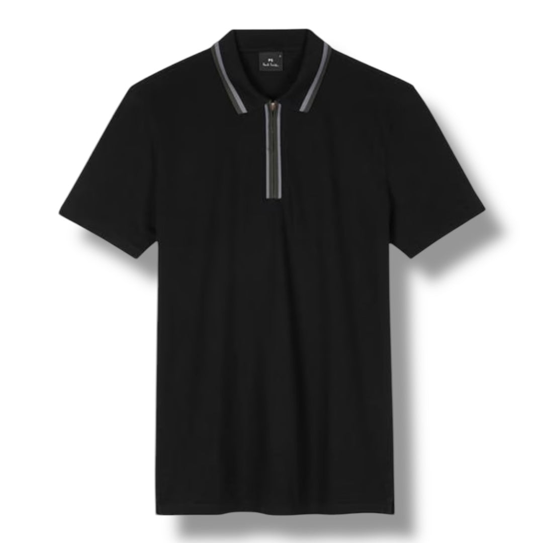 PAUL SMITH PS ZIP POLO SHIRT BLACK