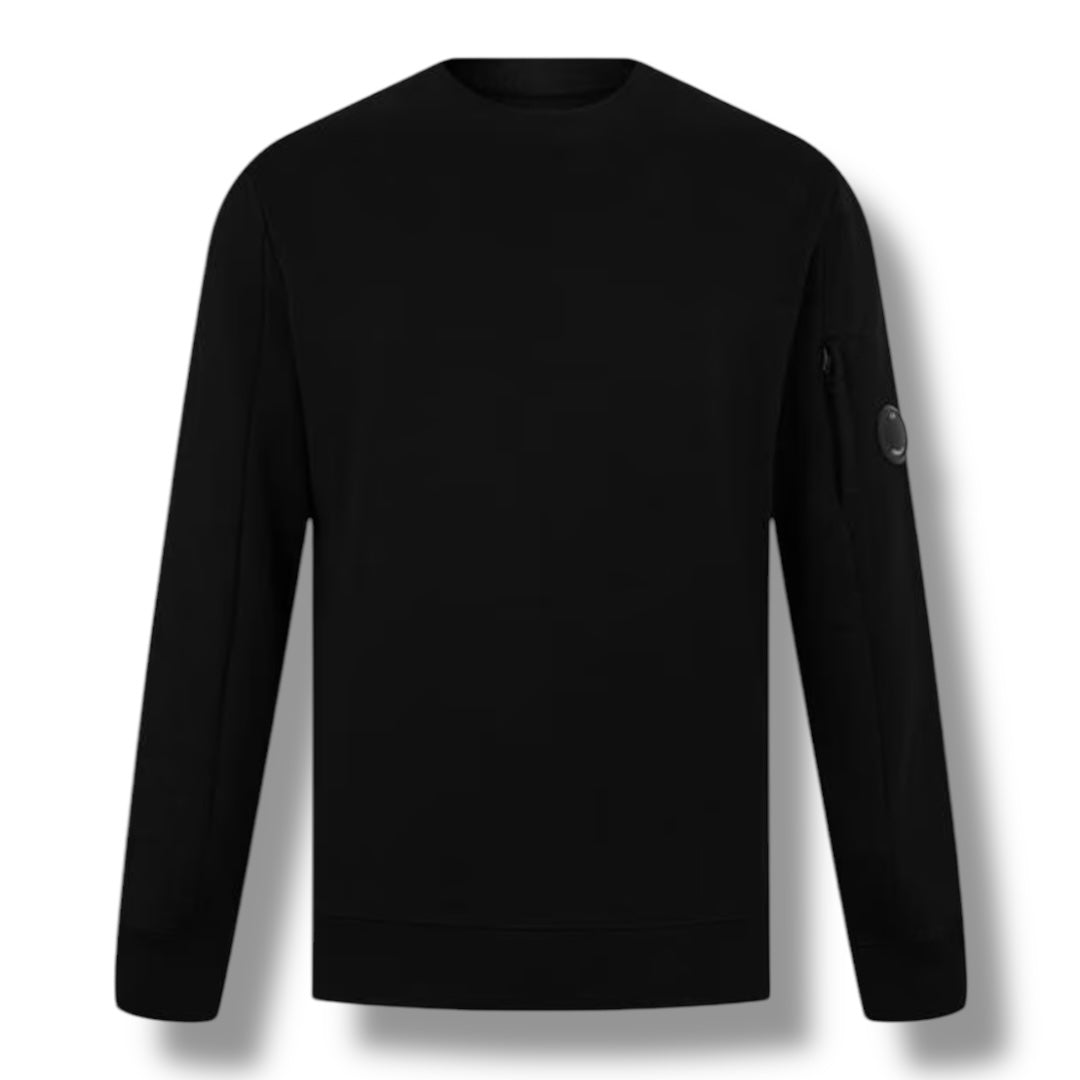 CP COMPANY LENS ARM CREWNECK SWEATSHIRT BLACK