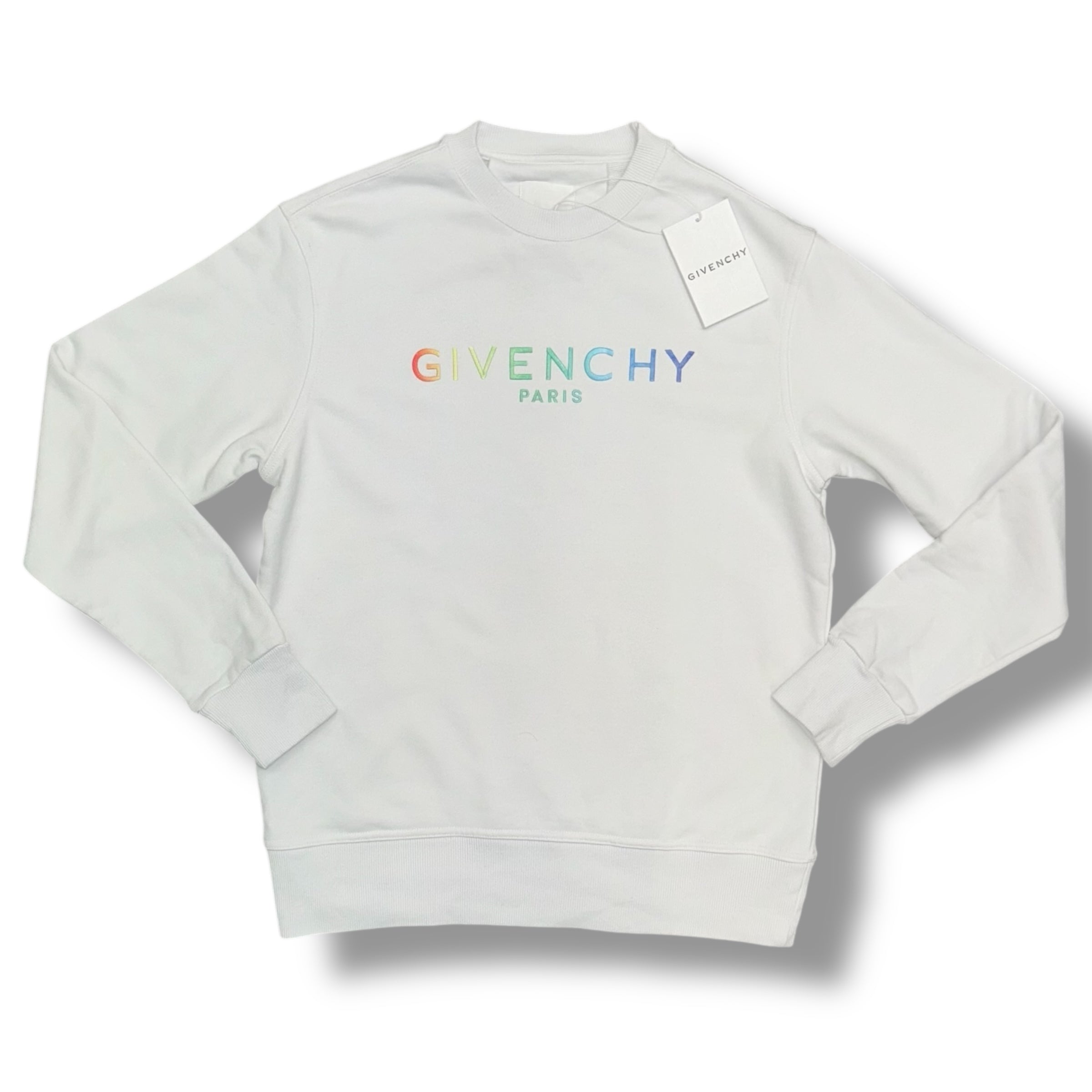GIVENCHY PARIS RAINBOW LOGO SWEATSHIRT WHITE
