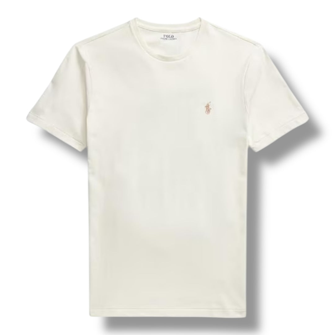 RALPH LAUREN CUSTOM FIT T-SHIRT LIGHT CREAM