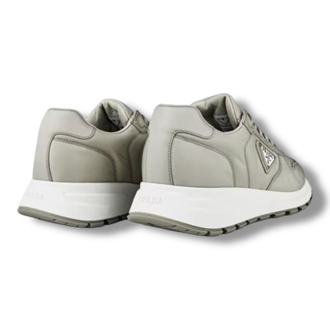 PRADA RE-NYLON TRIANGLE LOGO TRAINERS GREY