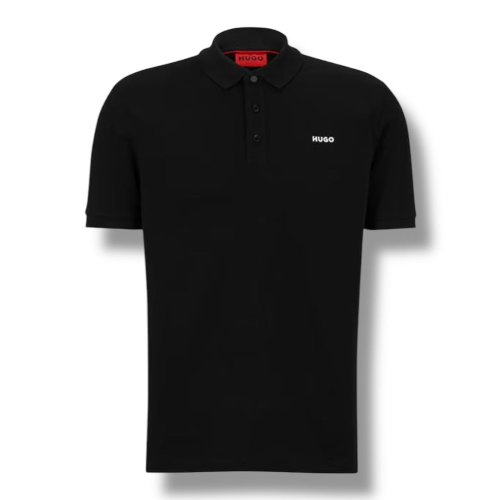 HUGO TEXT LOGO POLO SHIRT BLACK