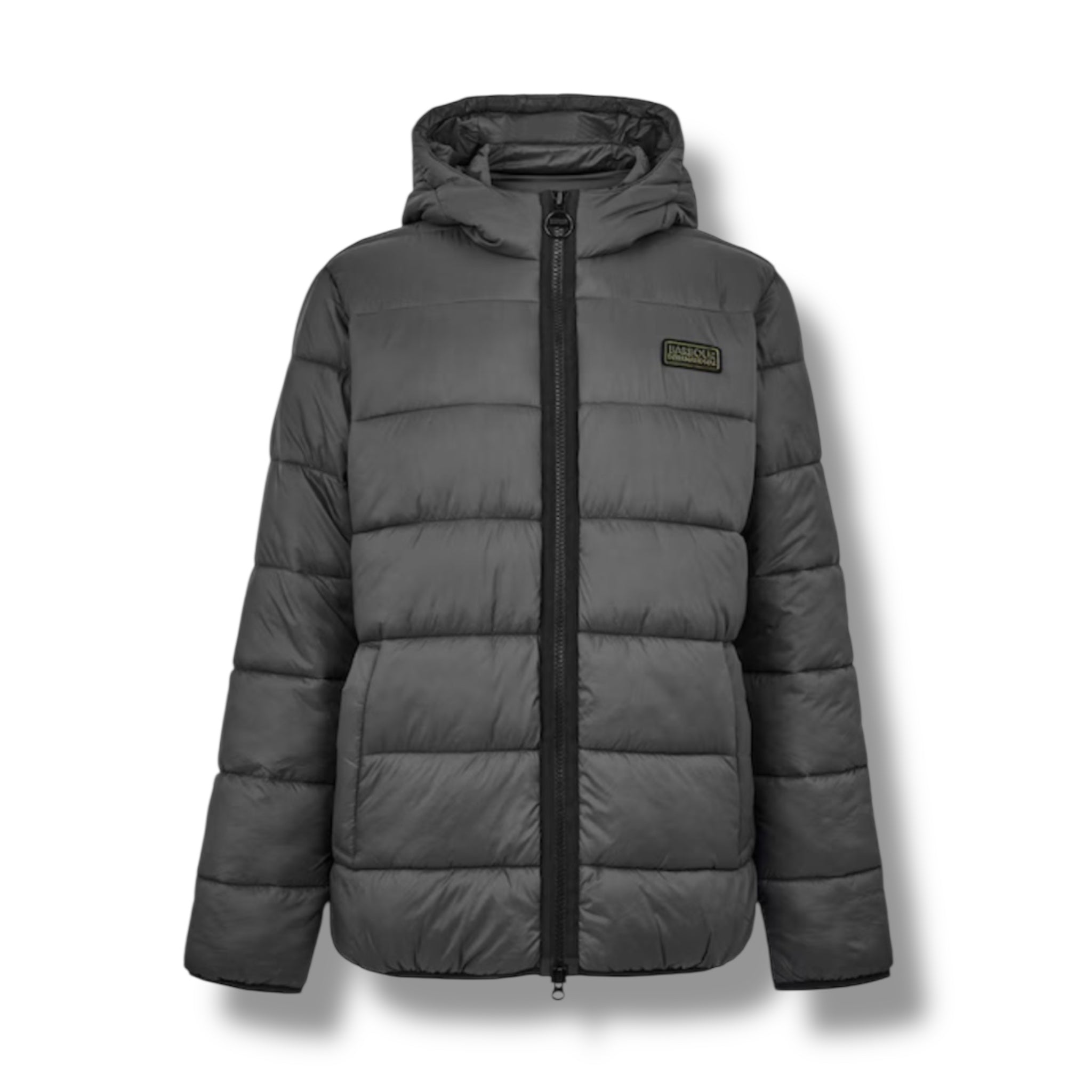 BARBOUR INTERNATIONAL HOODED PUFFER JACKET GREY