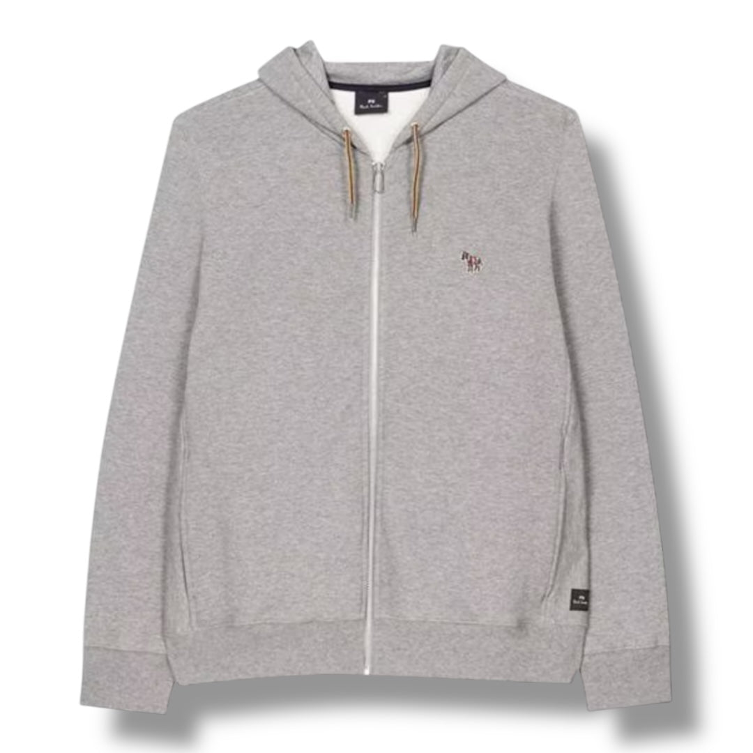 PAUL SMITH ZIP UP HOODIE ZEBRA CHEST GREY