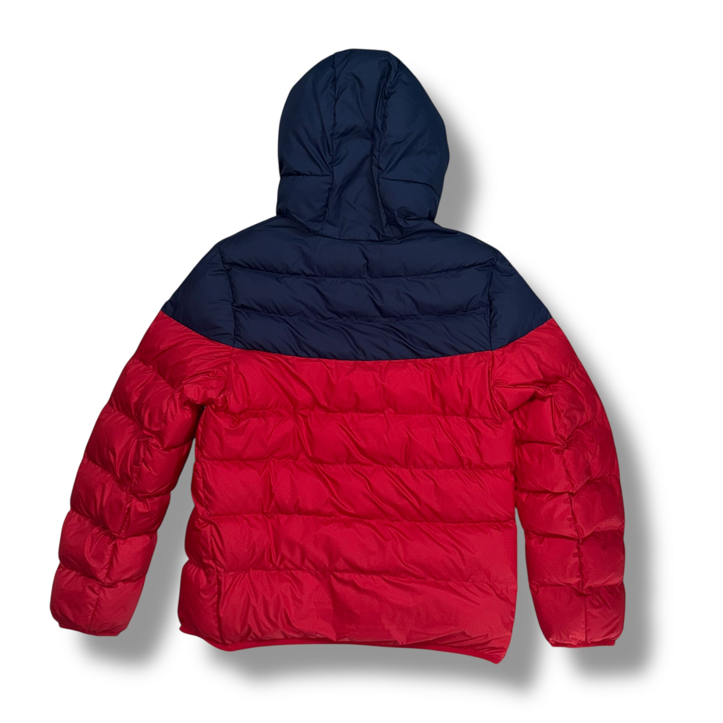 NIKE PRIMALOFT HOODED PUFFER JACKET RED & NAVY BLUE