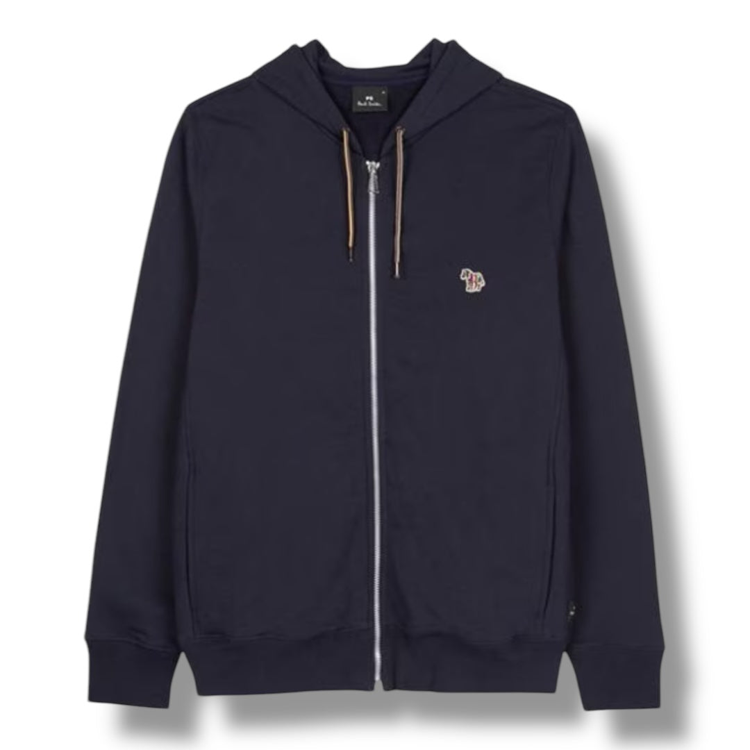 PAUL SMITH ZIP UP HOODIE ZEBRA CHEST NAVY BLUE
