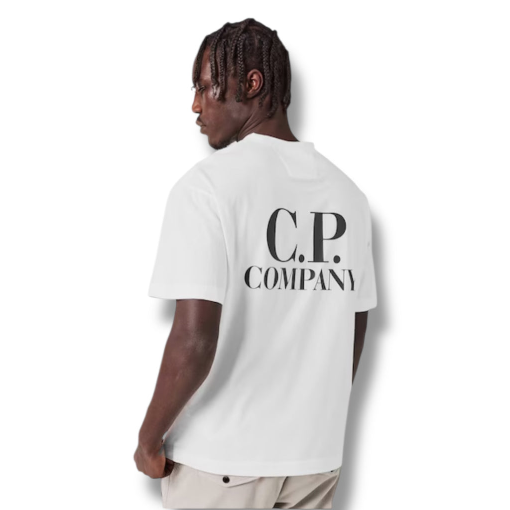 CP COMPANY DOUBLE LOGO T-SHIRT WHITE