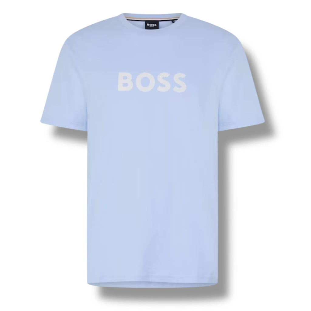 HUGO BOSS BIG LOGO T-SHIRT & SWIM SHORTS COMBO LIGHT BLUE