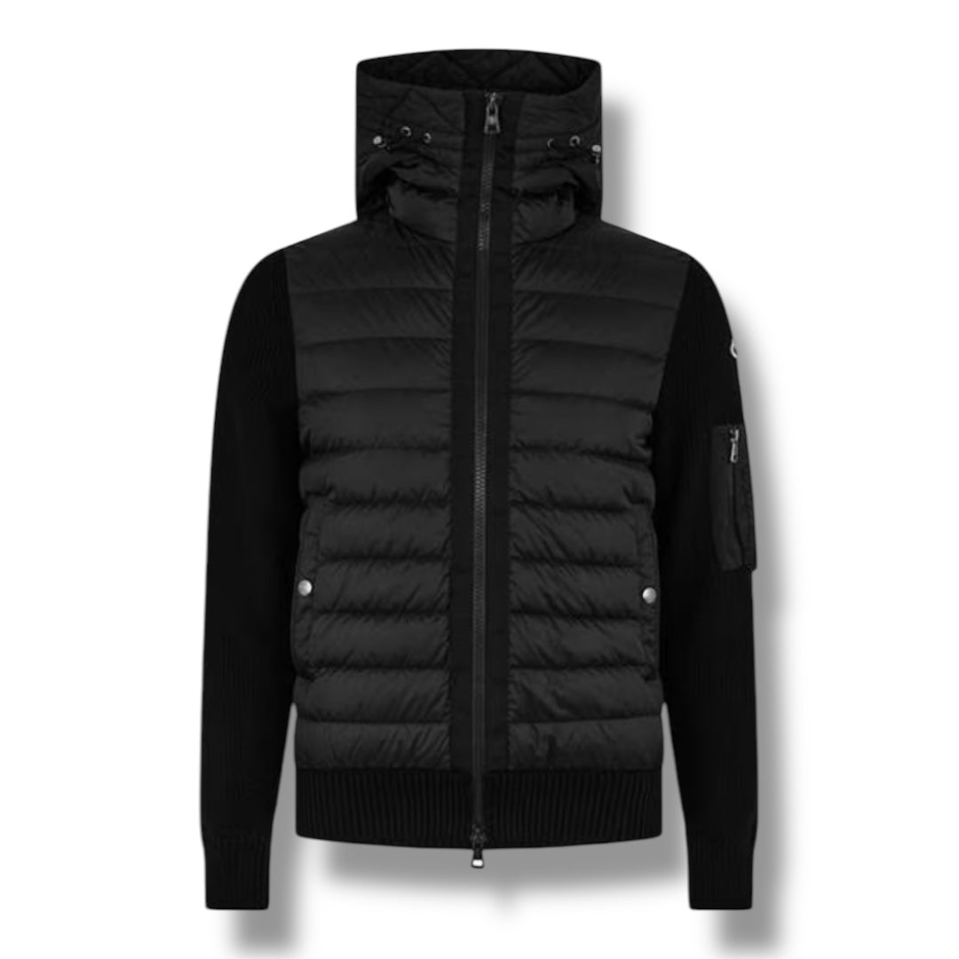 MONCLER PADDED HYBRID HOODED JACKET BLACK