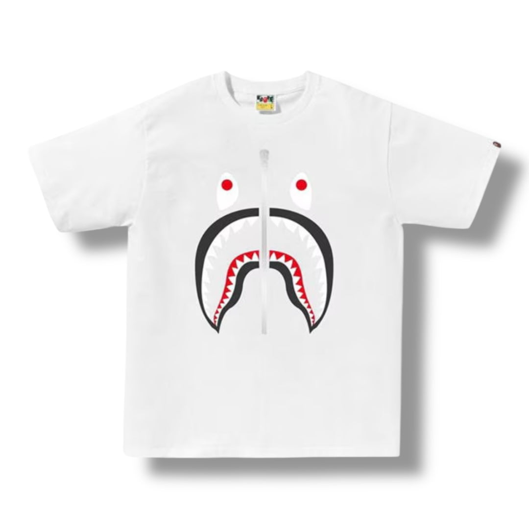 A BATHING APE SHARK T-SHIRT WHITE